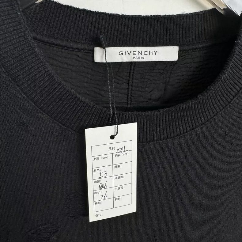 Givenchy Givenchy Black oversized hole logo sweatshirt 2505-Nextarro Size US XXL / EU 58 / 5 - 3 Thumbnail