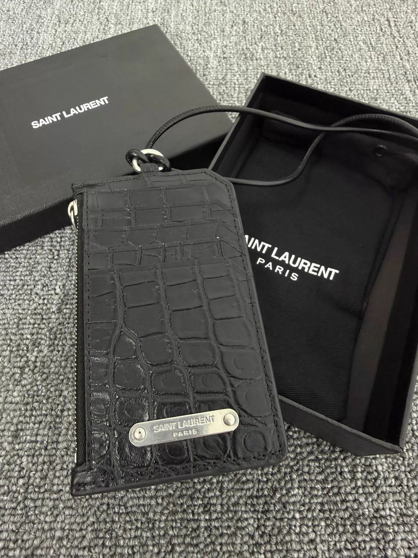 Saint Laurent Paris Saint Laurent SLP 18ss Black Croc Lanyard Cardholder Size ONE SIZE - 2 Thumbnail