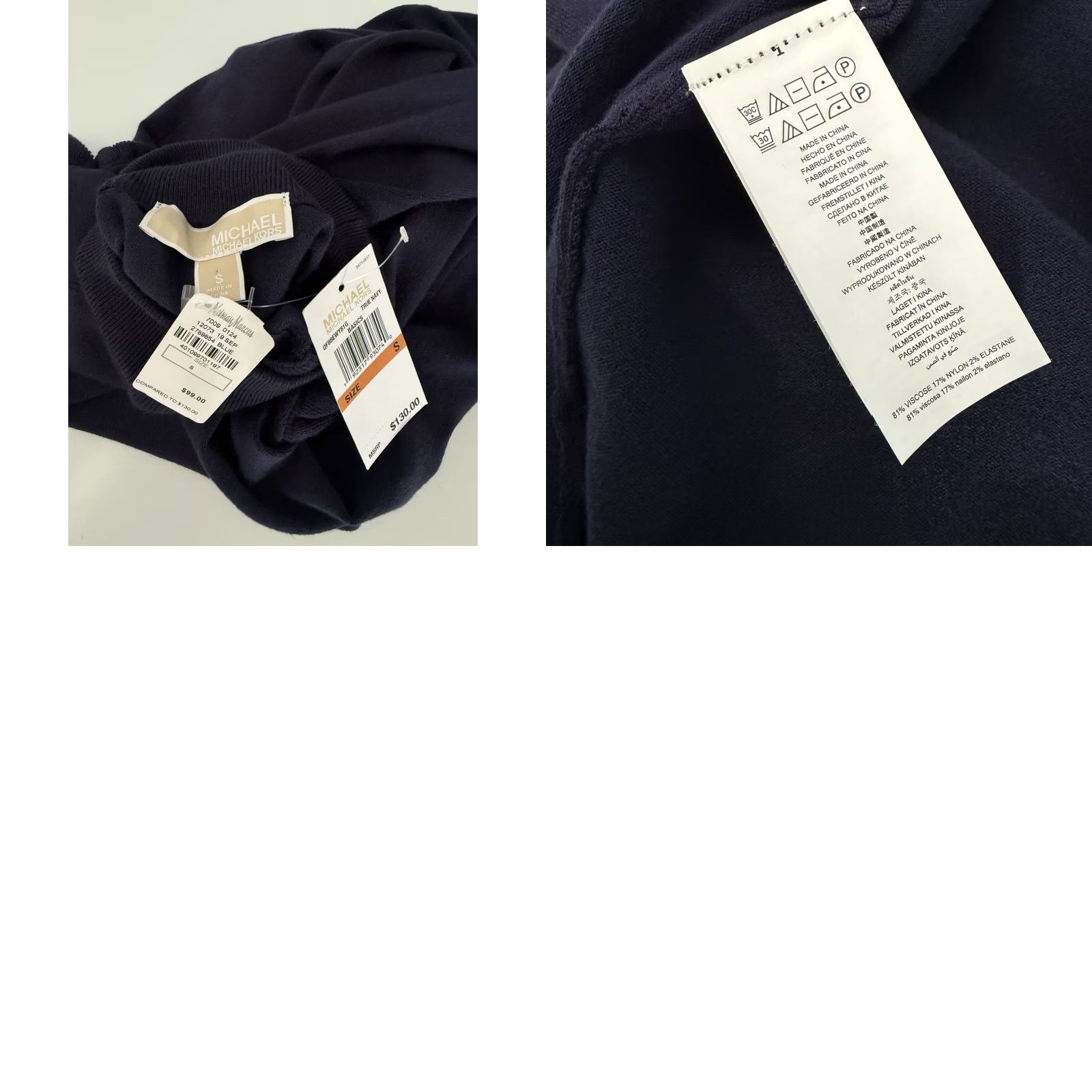 Michael Kors Michael Kors Navy Blue Ruffle Shoulder Sheath Viscose Blend Knit Dress Size S Size S / US 4 / IT 40 - 8 Thumbnail