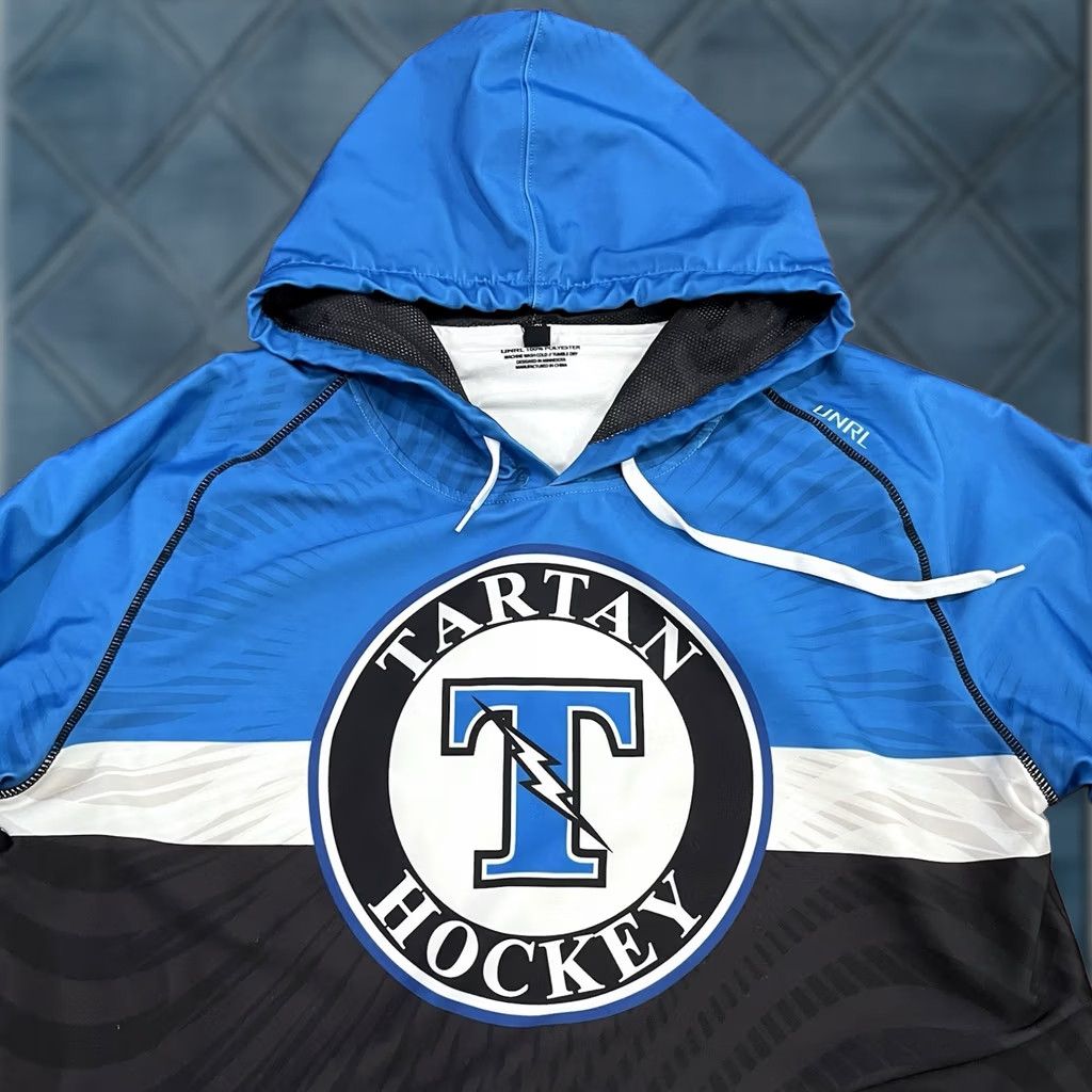 Vintage UNRL Hoodie Tartan Hockey Mens Medium Minnesota Silk Series Sweatshirt Blue Knit Long Sleeve Hooded Pullover Sports Outdoor Fall Winter Spring Mens Size US M / EU 48-50 / 2 - 1 Thumbnail