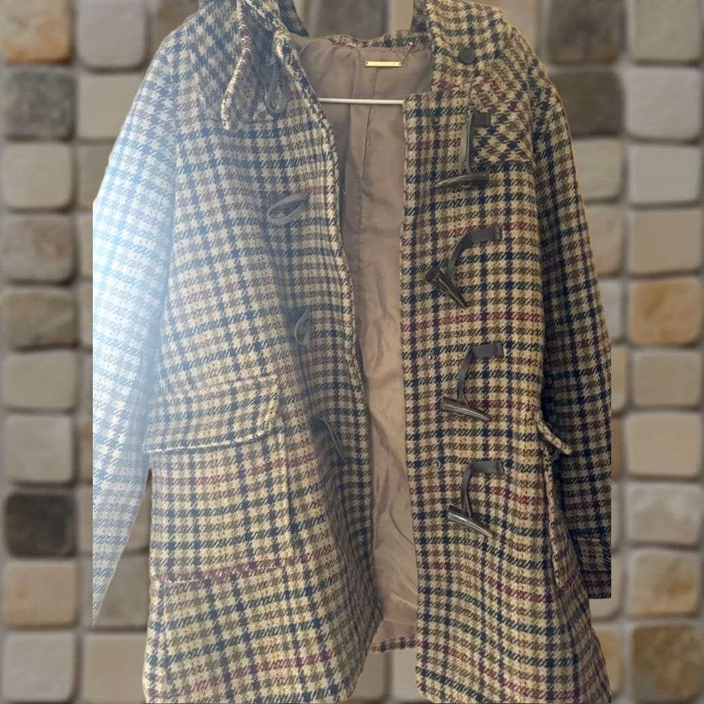 Harris Tweed VINTAGE Harris Tweed Plaid Duffle Hoodie Coat Jacket Women's S 100% Wool Gift JAPAN Size S / US 4 / IT 40 - 1 Thumbnail