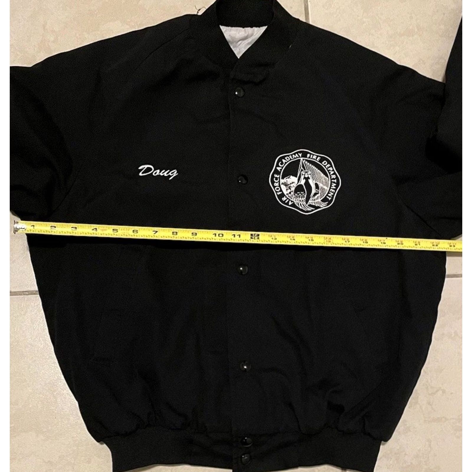Vintage VINTAGE Air Force Academy Fire Dept Jacket Men S Black 80s 70s 90s Grunge College Bomber Jacket US Army Usmc Navy USA Military Track & Field Size US S / EU 44-46 / 1 - 7 Thumbnail