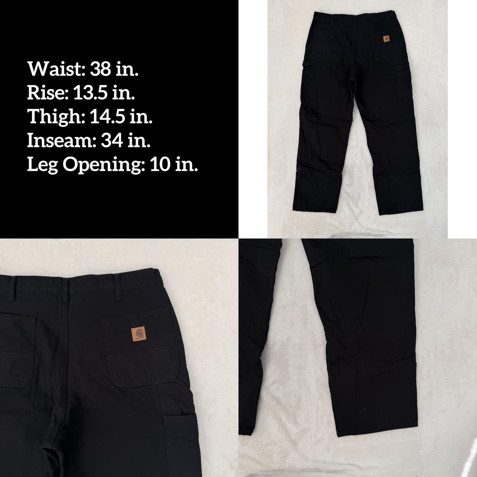 Carhartt Carhartt Jeans Pants Mens 38x34 Black Canvas Carpenter Winter Lined Pockets Logo B111 Straight Front Casual Workwear SS Mens Size US 38 / EU 54 - 8 Thumbnail