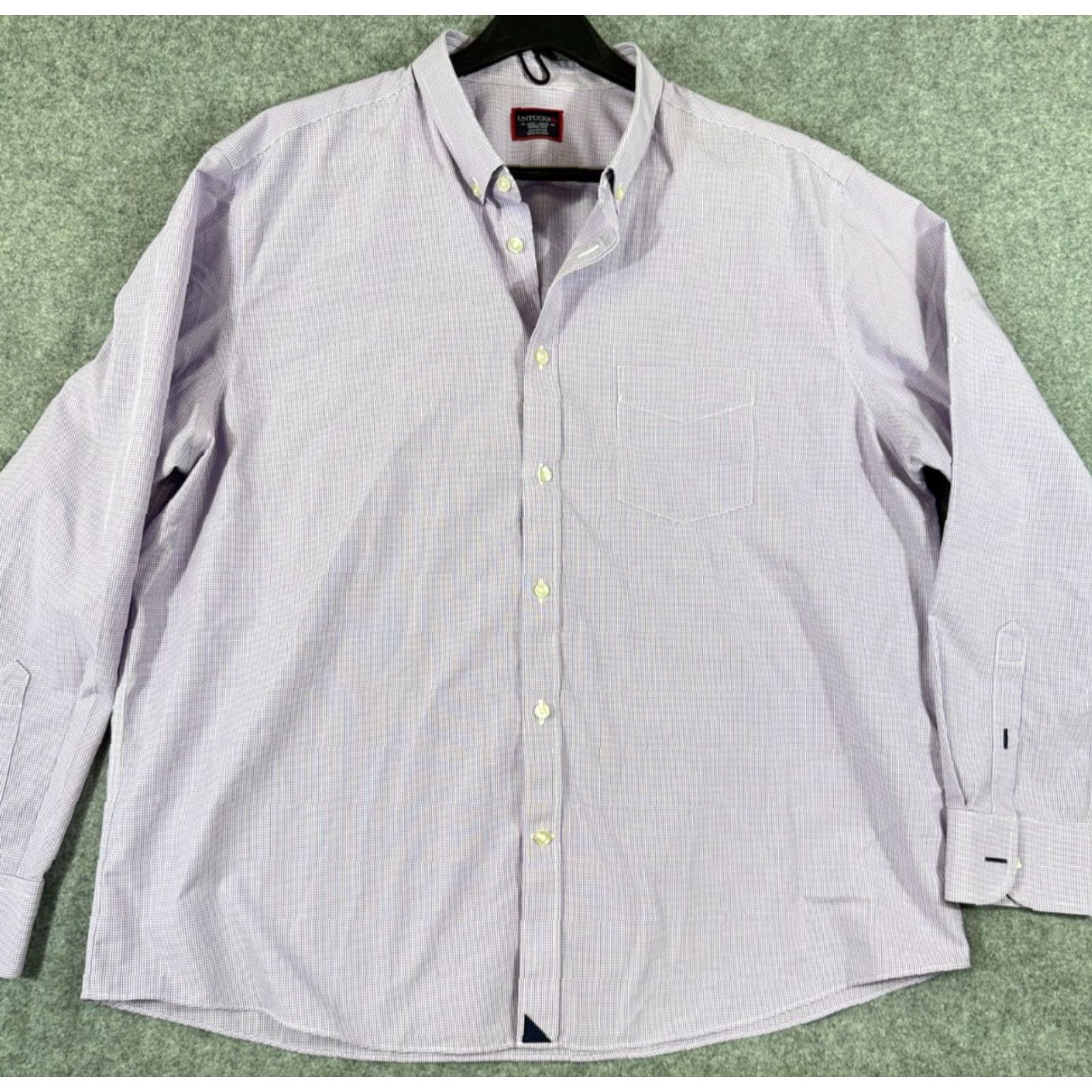 UNTUCKit UNTUCKit Shirt Mens 3XL Purple Gingham Check Wrinkle Free Button Down Long Sleeve Preppy Shirt Size US XXL / EU 58 / 5 - 2 Thumbnail