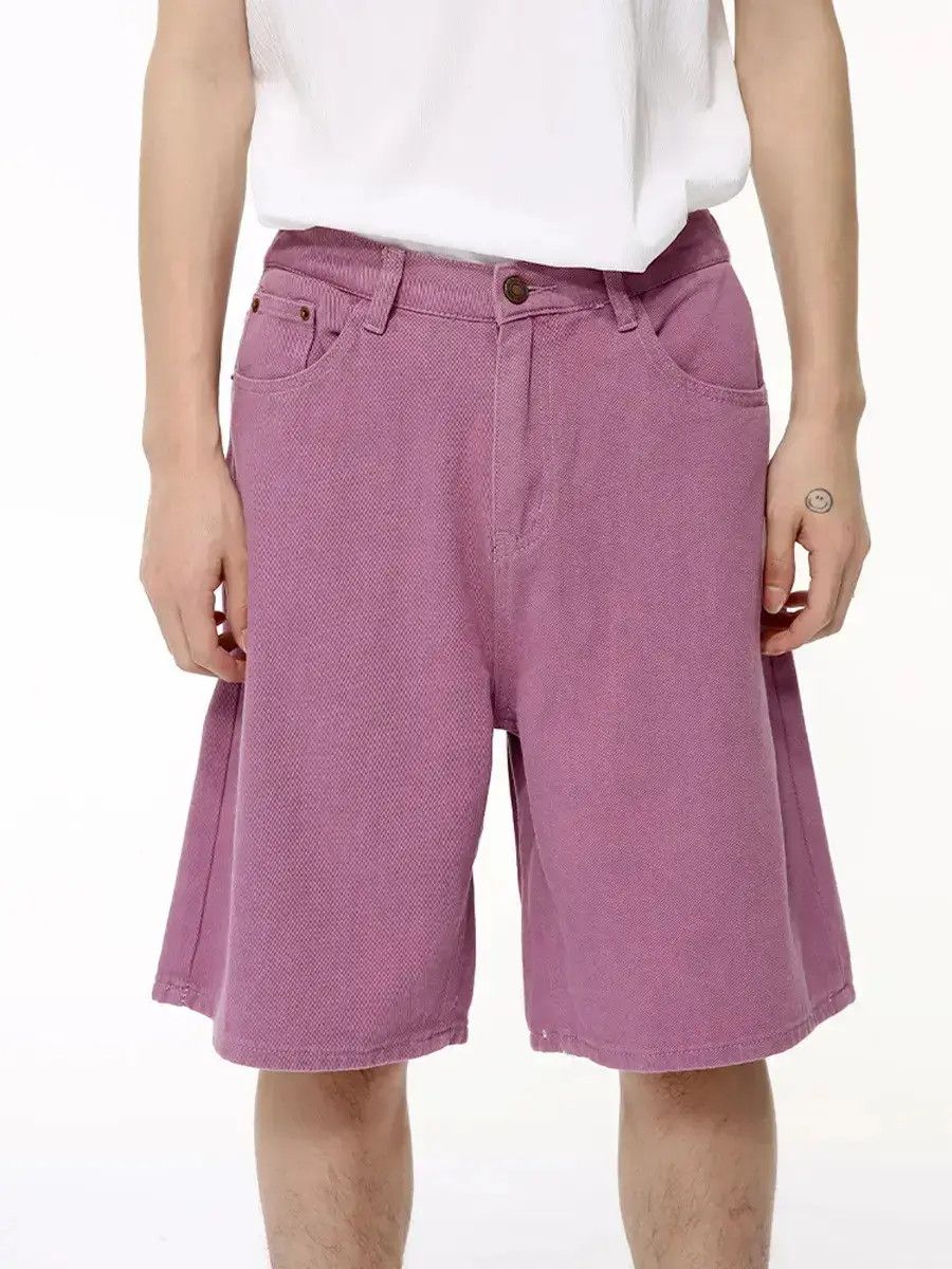 Japanese Brand Retro solid color casual straight leg denim shorts Size US 32 / EU 48 - 5 Thumbnail