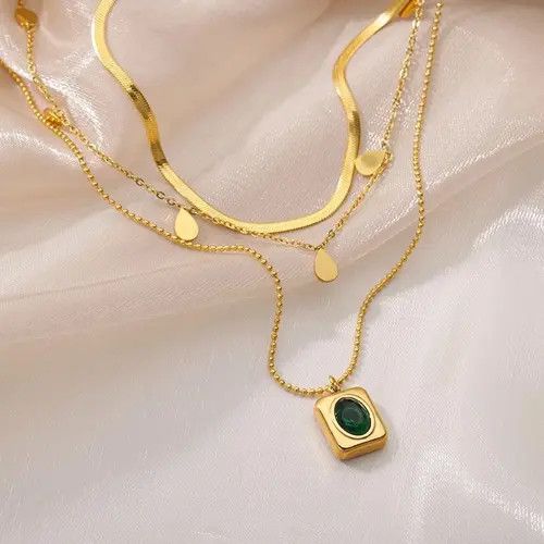 Jewelry Steel Geometry Multilayer Chain Choker Necklace🔥🔥🔥 Size ONE SIZE - 2 Thumbnail