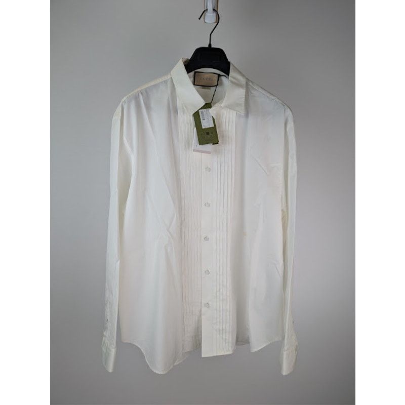 Gucci o1rshd1 Piece Dyed Popeline Over Boxy Shirt in Natural White Size US XL / EU 56 / 4 - 1 Thumbnail