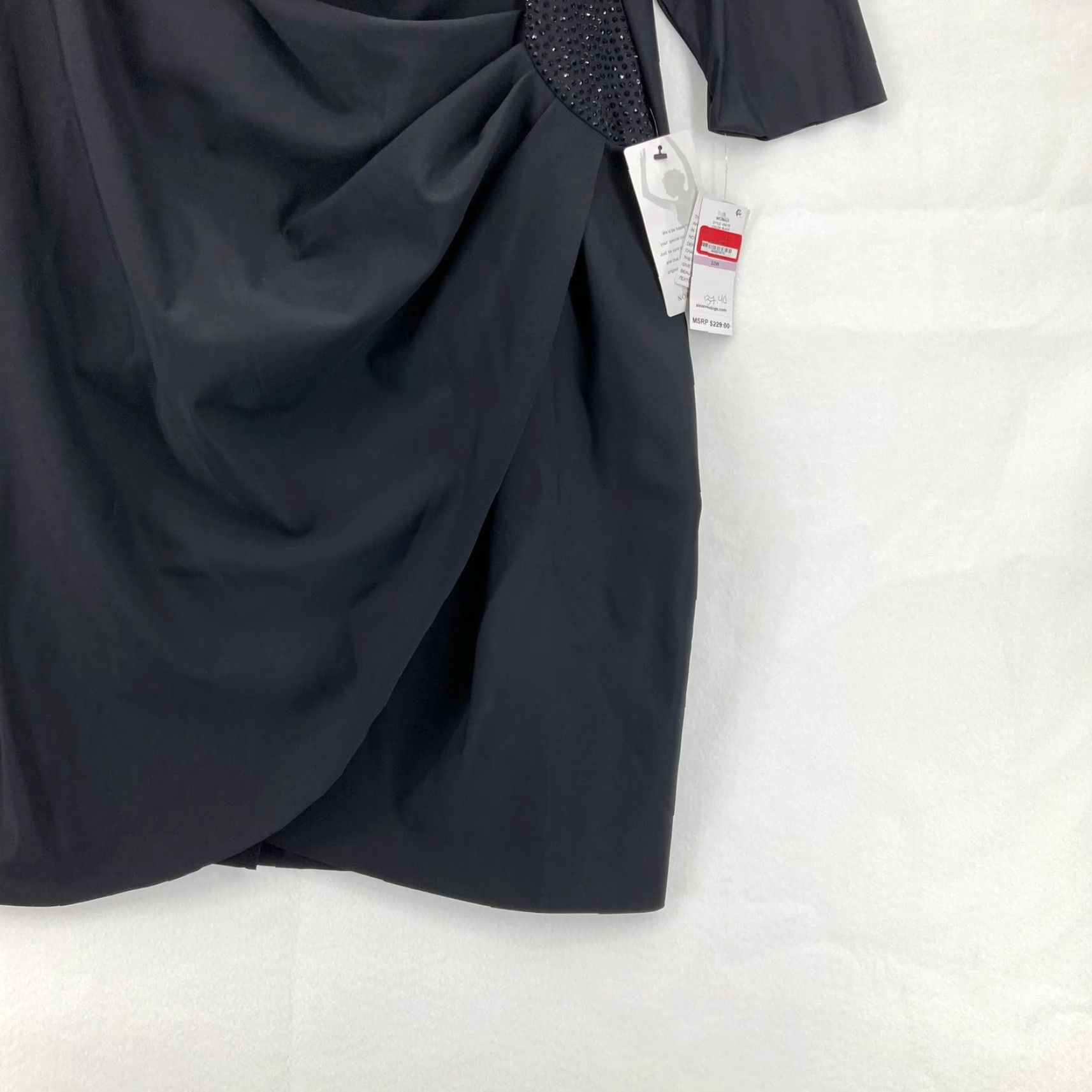 Alex Evenings Alex Evenings Dress Womens 22W Black 3/4 Sleeve Embellished Ruched Cocktail NWT (VINTAGE: No) Size 3XL / US 20-22 - 3 Thumbnail