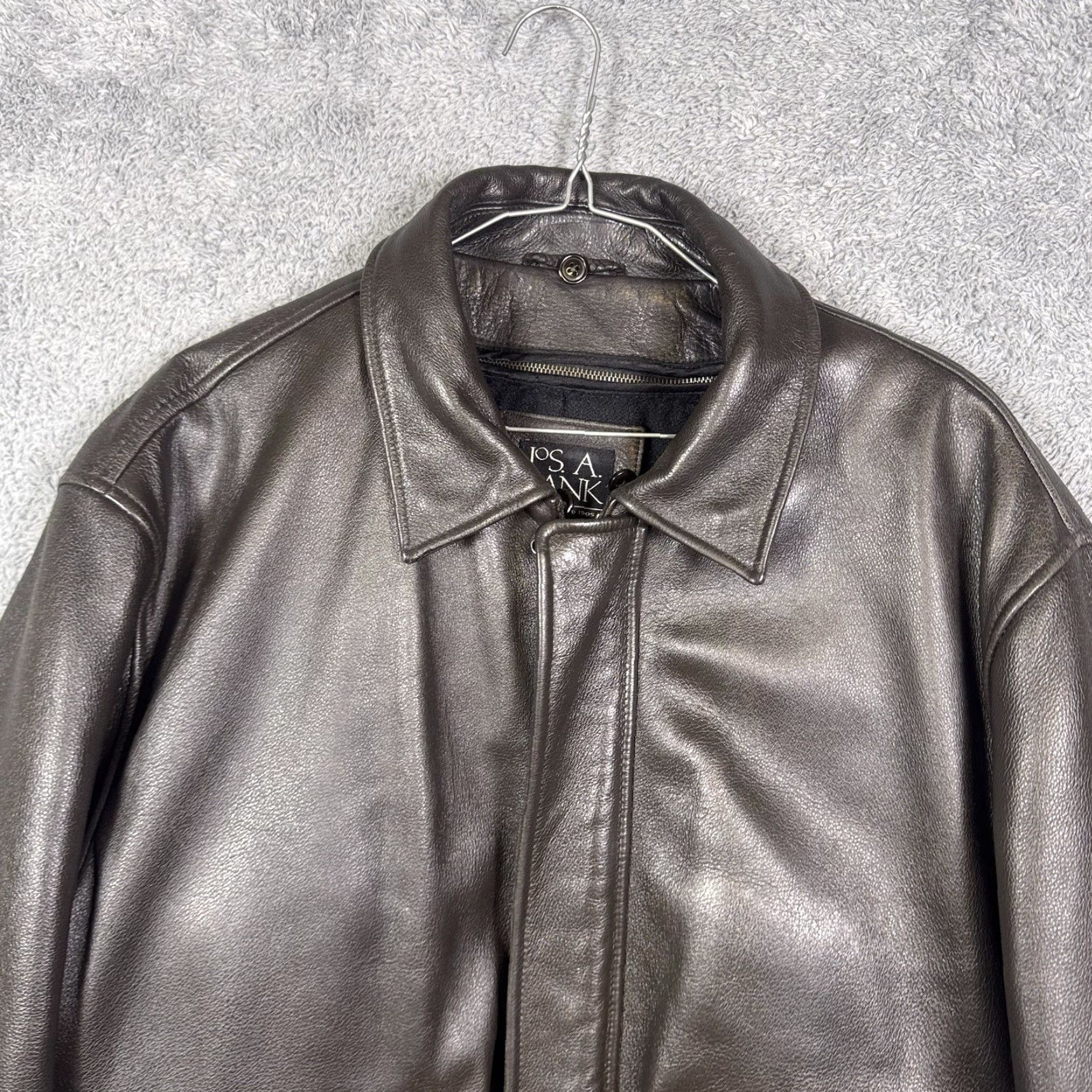 Jos. A. Bank Jos. A. Bank Jacket Men’s M Leather Full Zip Bomber Lined Removable Liner Brown Vintage? Size US M / EU 48-50 / 2 - 4 Thumbnail