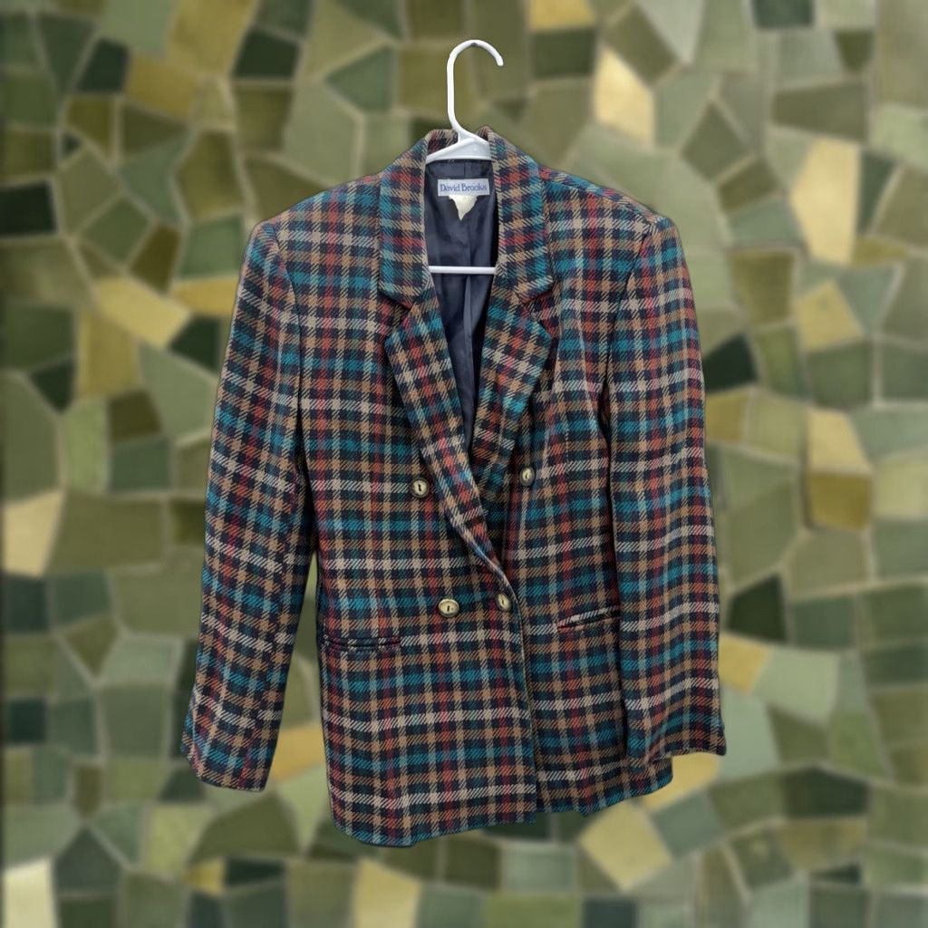 Brooks Davids Brooks Blazer Woman Size 4 Plaid Double Breasted Button Up Lined Vintage Wool Coat Size S / US 4 / IT 40 - 1 Thumbnail