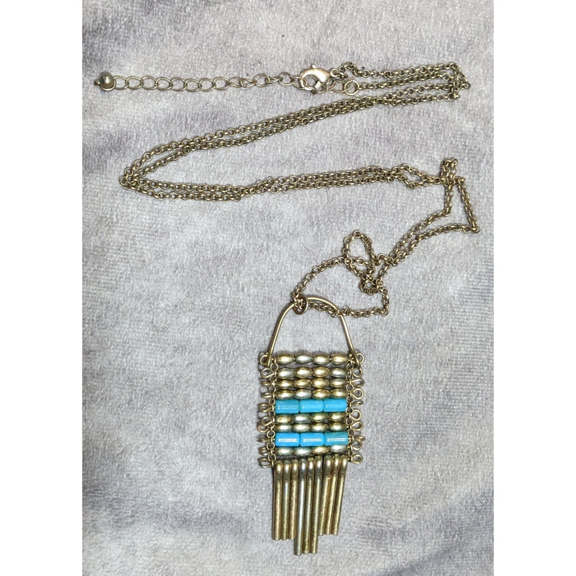 Other Unique Bohemian Beaded Tassel Pendant Blue And Silver Tone Size ONE SIZE - 7 Thumbnail