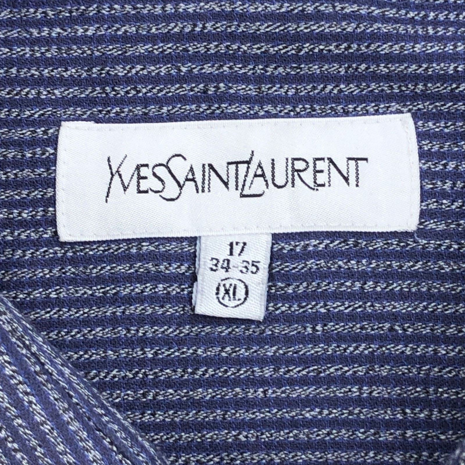 Yves Saint Laurent Yves Saint Laurent Shirt XL 17 34-35 Navy Vertical Stripe Size US XL / EU 56 / 4 - 14 Thumbnail