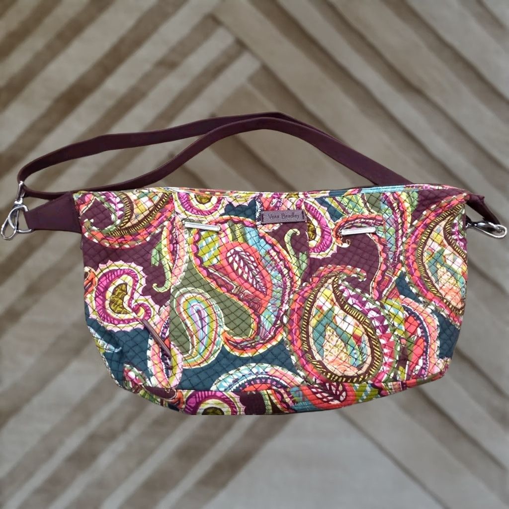 Vera Bradley Vera Bradley Crossbody Purse Paisley Womens Medium Brown Purple Multicolor Cotton Crossbody Women Medium Size ONE SIZE - 1 Thumbnail
