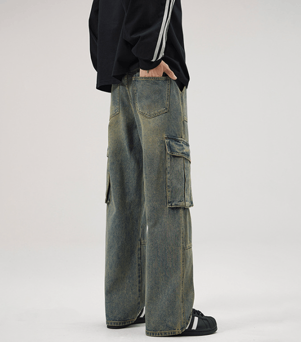 Japanese Brand × Jean American retro multi-pocket patchwork distressed cargo jeans Size US 32 / EU 48 - 3 Thumbnail