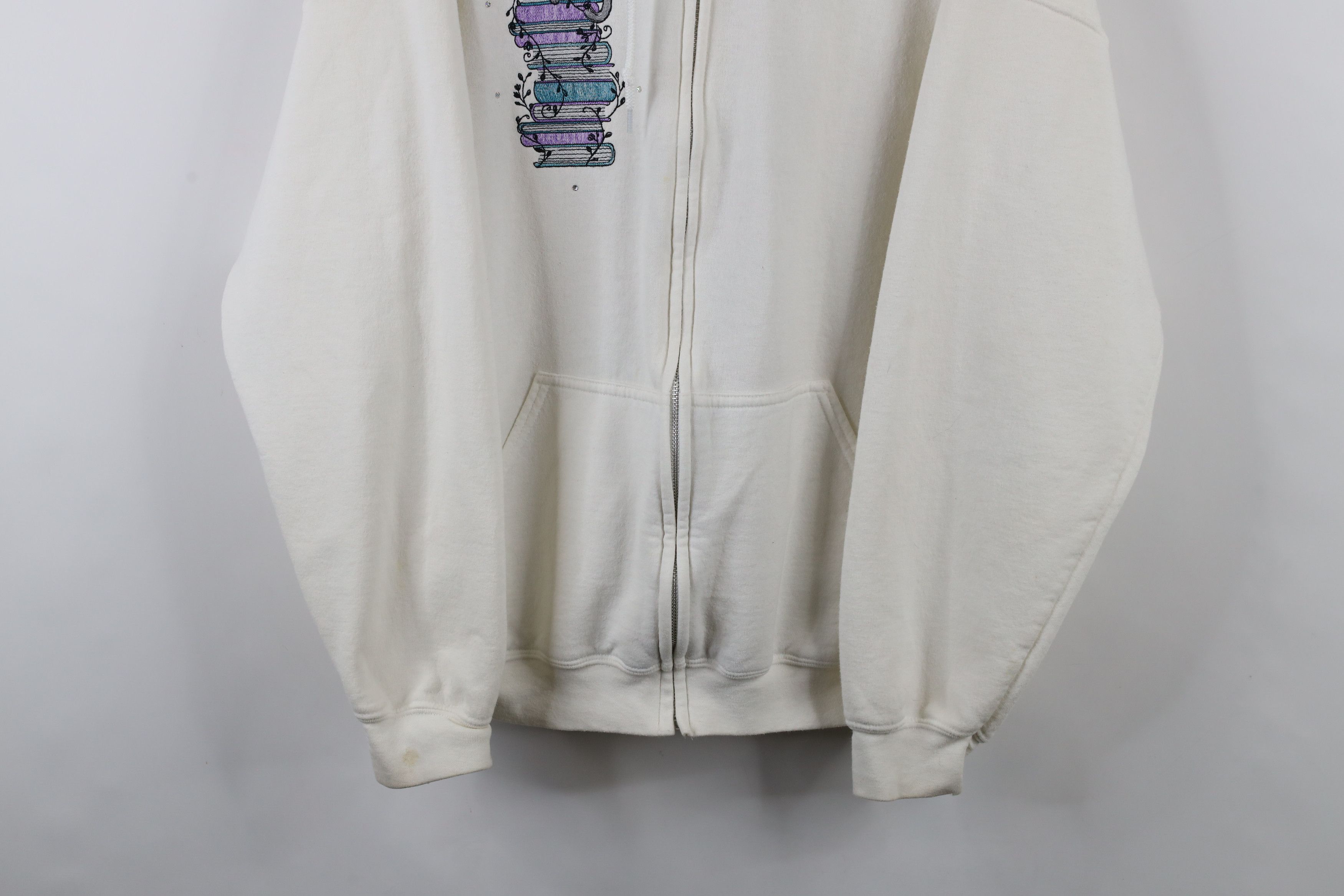 Vintage Vintage 90s Streetwear Cat Kitten Books Full Zip Hoodie Size XL / US 12-14 / IT 48-50 - 3 Thumbnail