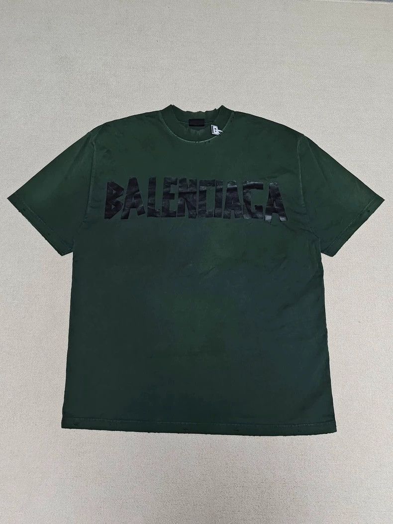 Balenciaga Balenciaga 23fw Dark Green Tape Used Short Sleeve 2501-Next Size US L / EU 52-54 / 3 - 1 Thumbnail