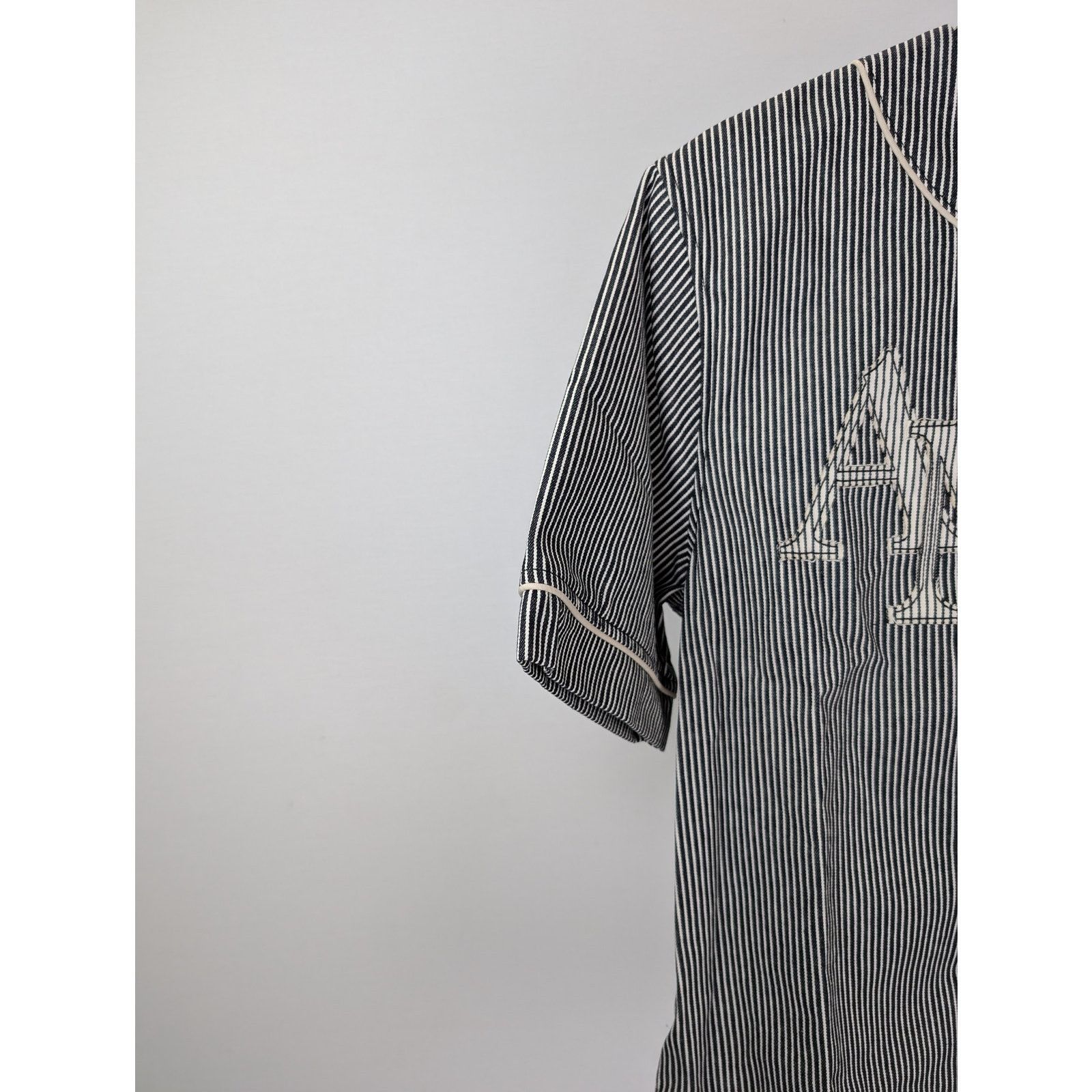 Amiri o1rshd1 Striped Denim Logo Shirt in Black/White Size US M / EU 48-50 / 2 - 5 Thumbnail