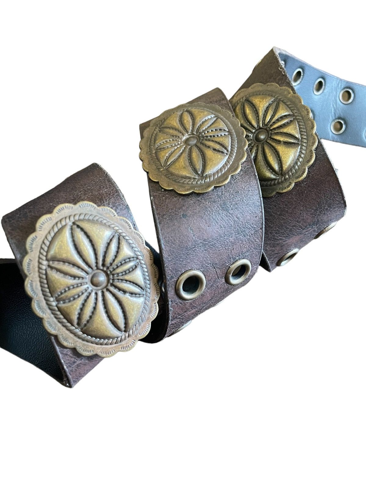 Beauty Beast × Hysteric Glamour Vintage Western leather Belt Bronze Sterling Studded Rivet Size ONE SIZE - 6 Thumbnail