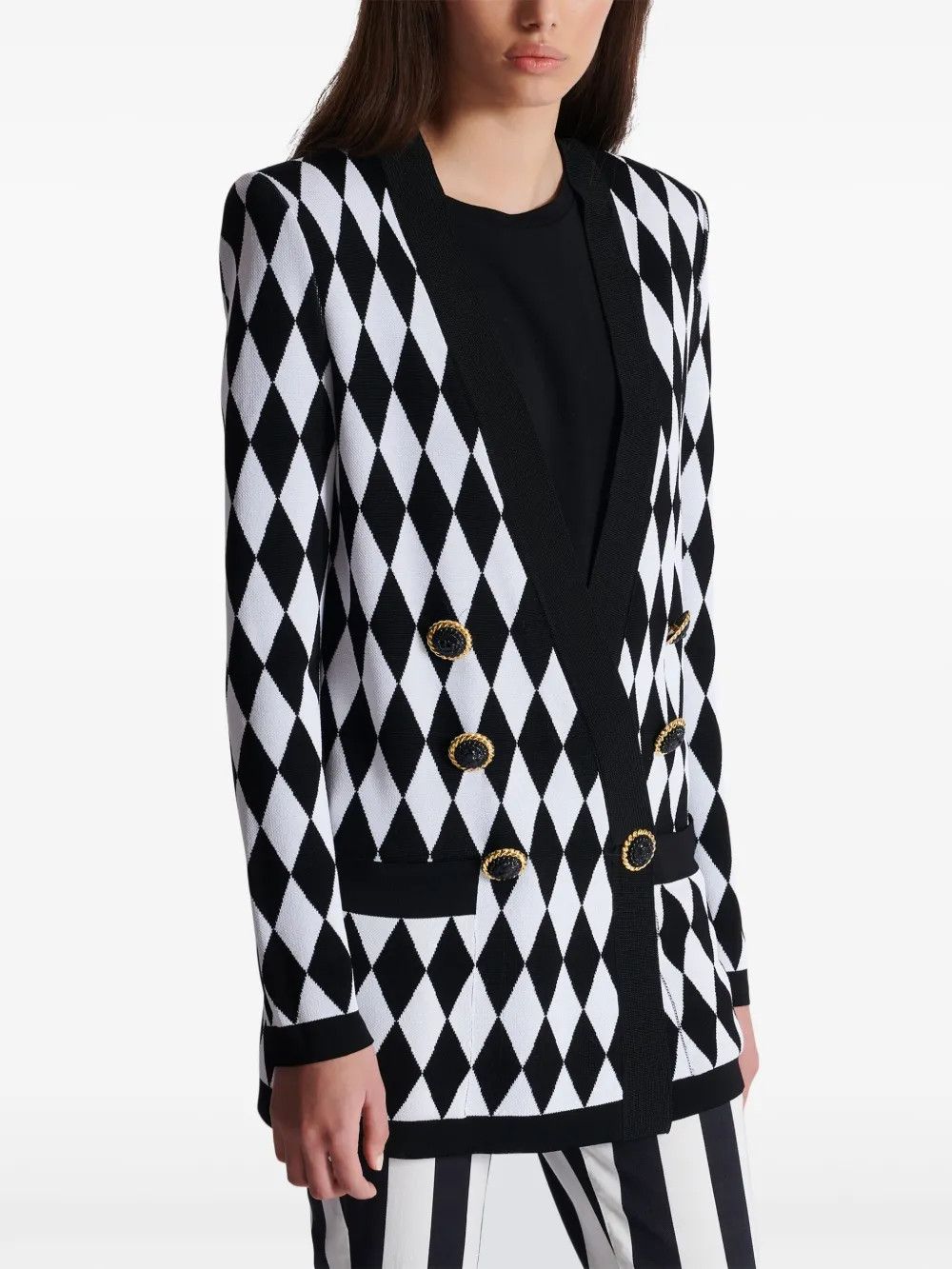 o1s1wg110825 Patterned Jacquard Jacket in Black/White