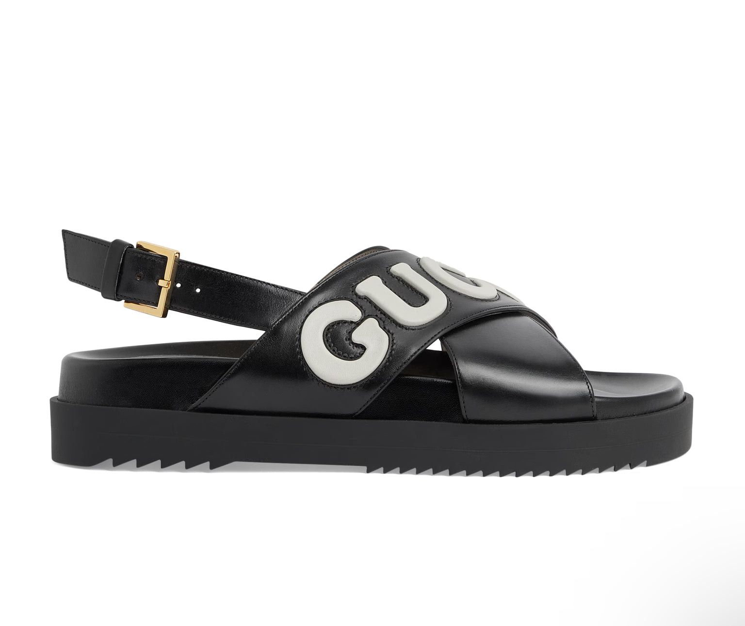 image of Gucci Jumbo Logo Sandals Size 35 in Black, Women's