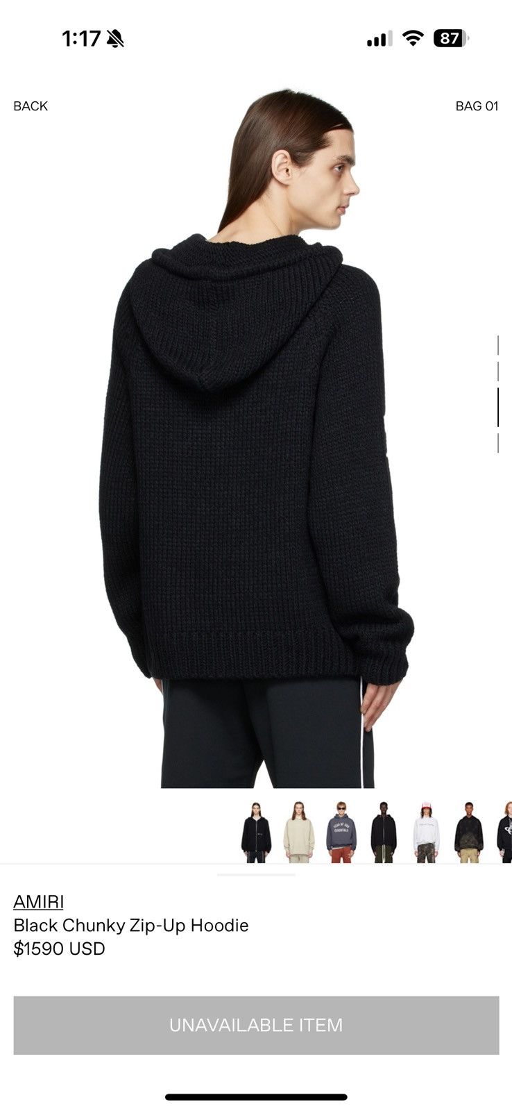 Amiri AMIRI Black chunky zip-up hoodie Size US M / EU 48-50 / 2 - 8 Thumbnail