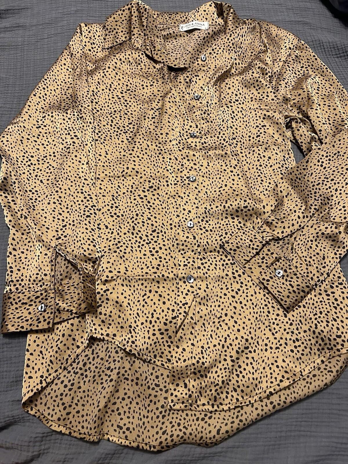 Designer Jon & Anna Animal Print Long Sleeve Blouse Size Large Size L / US 10 / IT 46 - 1 Thumbnail