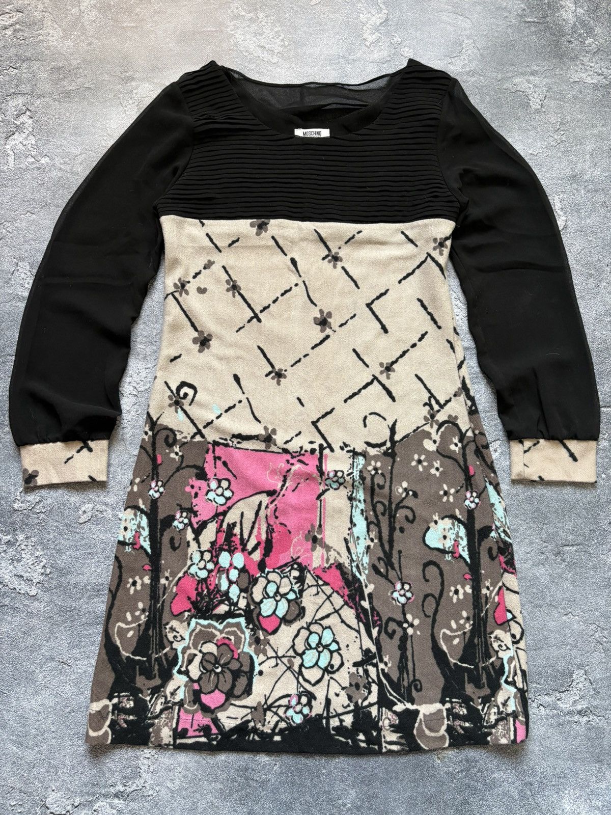 Moschino Vintage Moschino Cheap And Chic Y2K Floral Print Wool Dress Size L / US 10 / IT 46 - 2 Thumbnail