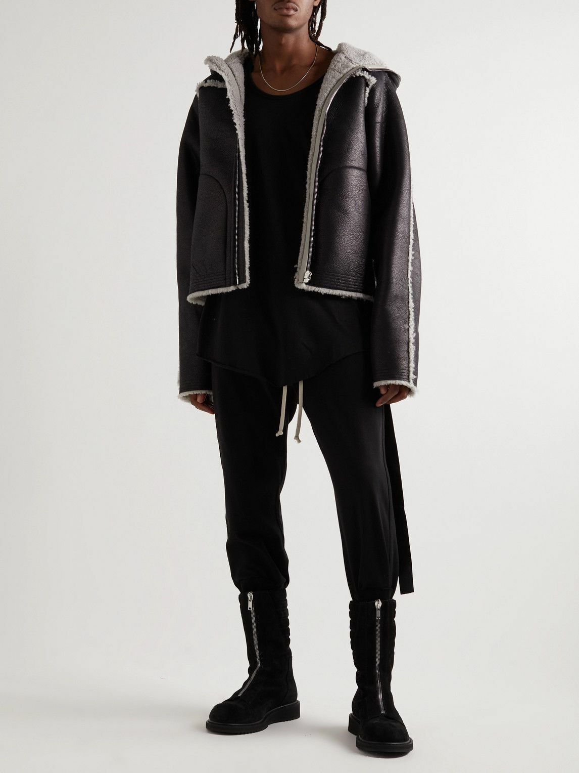 Rick Owens *NEW* SHEARLING LEATHER FULL ZIP SEALED WINDBREAKER JACKET Size US M / EU 48-50 / 2 - 2 Thumbnail