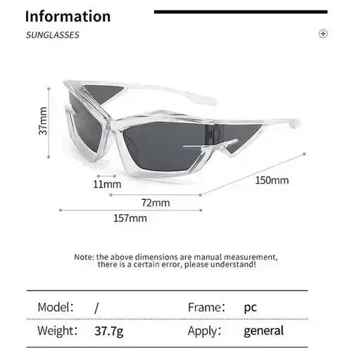 Electric Visual Transparent Frame Irregular Design Sun Glasses Unisex Size ONE SIZE - 2 Thumbnail