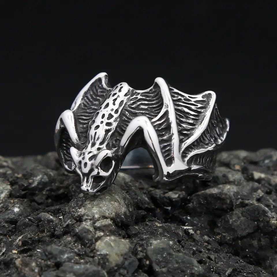 Jewelry × Vintage Gothic Vintage Stainless Steel Bat Ring Size ONE SIZE - 3 Thumbnail