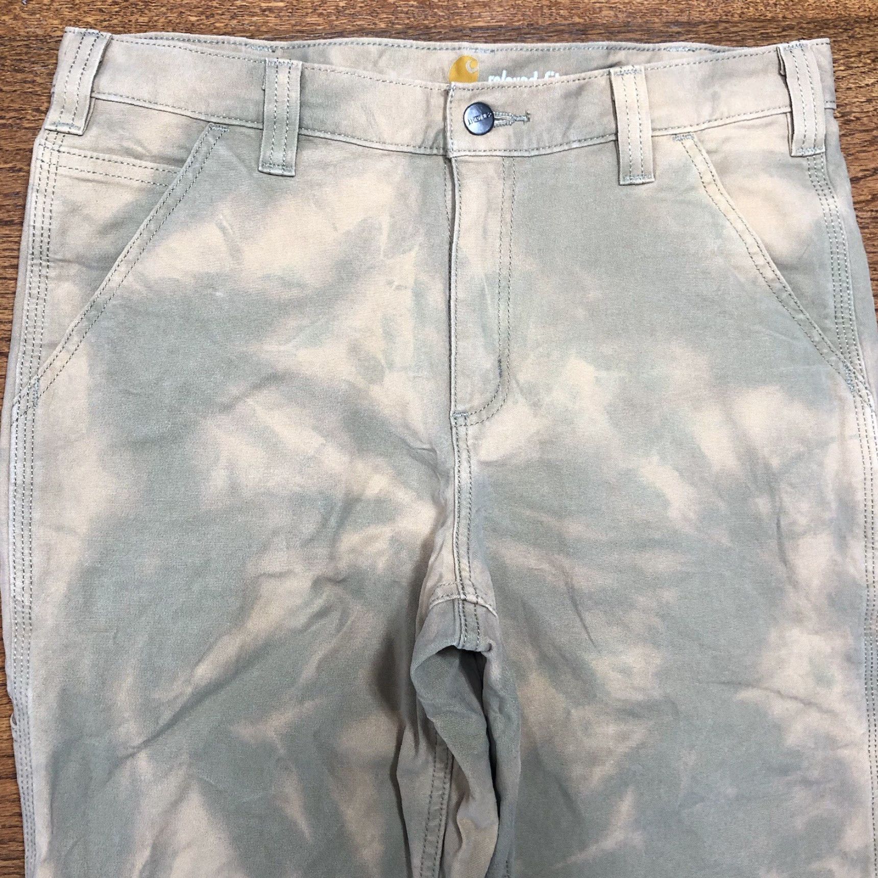 Carhartt VINTAGE Carhartt 102291 Acid Wash Tie Dye Relaxed Pants Canvas Mens 32x30 32x29 5-Pocket Workwear Jeans Belt Loops Brown Carhartt Logo Pockets Size US 32 / EU 48 - 4 Thumbnail