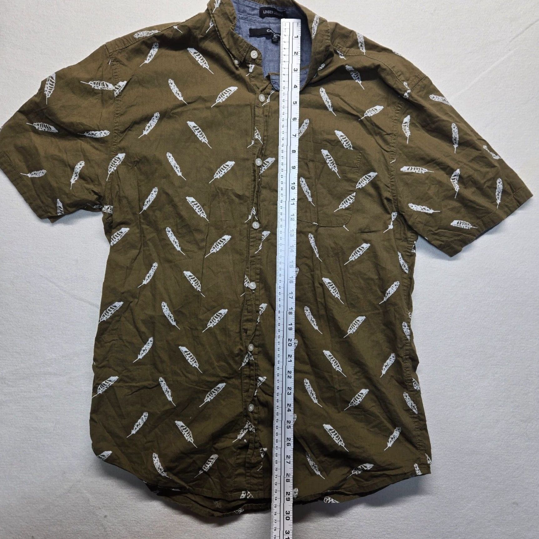 Carbon Carbon Shirt Hawaiian Button-Up Short Sleeve Casual Pocket Adult Men XL Brown Size US XL / EU 56 / 4 - 6 Thumbnail