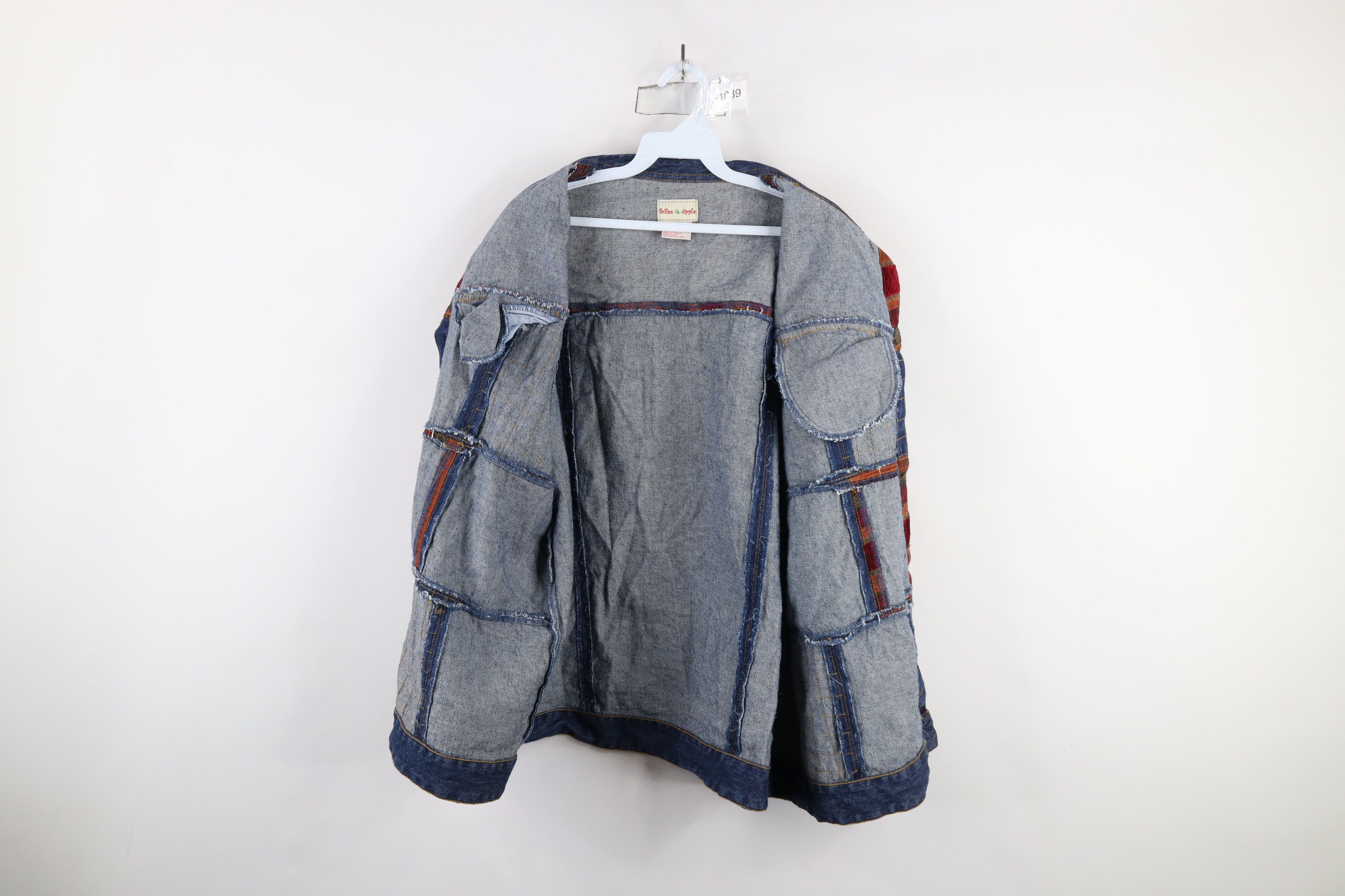 Vintage Vintage 90s Streetwear Rainbow Patchwork Denim Button Jacket Size XL / US 12-14 / IT 48-50 - 12 Thumbnail