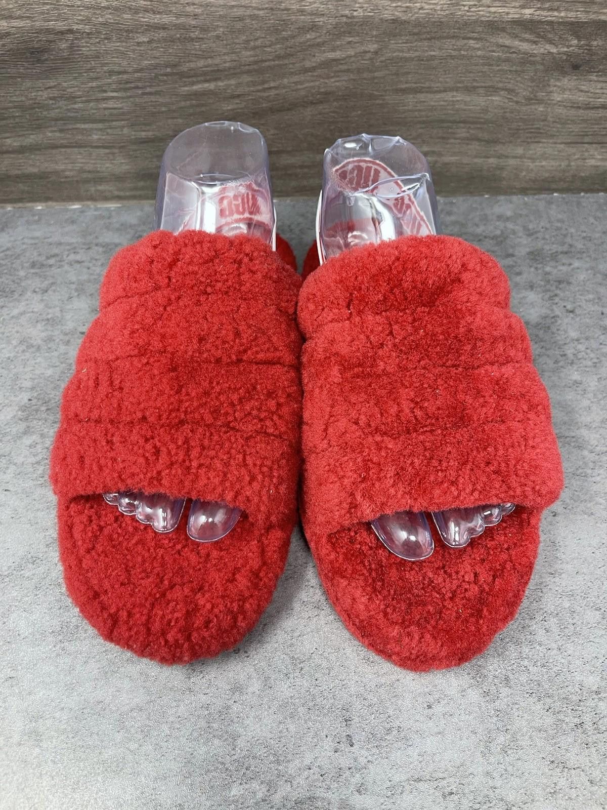Ugg UGG Fluff Yeah Slide Slippers Womens Size 6 Red Fur Size US 6 / IT 36 - 3 Thumbnail