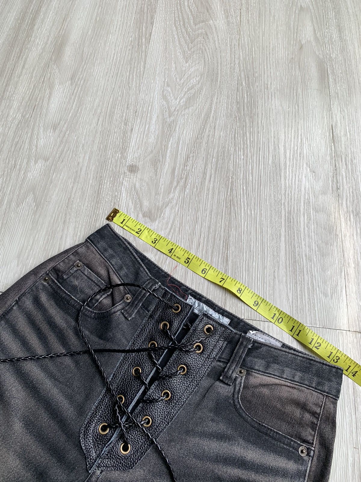 Japanese Brand TATTOOKU lace-up leather flare jeans Size US 27 - 5 Thumbnail