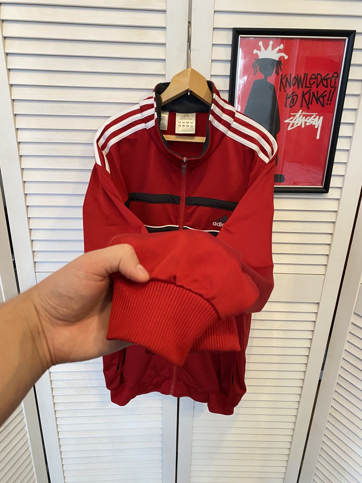 Adidas Vintage Zip Up Sweater Adidas Red Triples Retro Track Zip Size US M / EU 48-50 / 2 - 4 Thumbnail