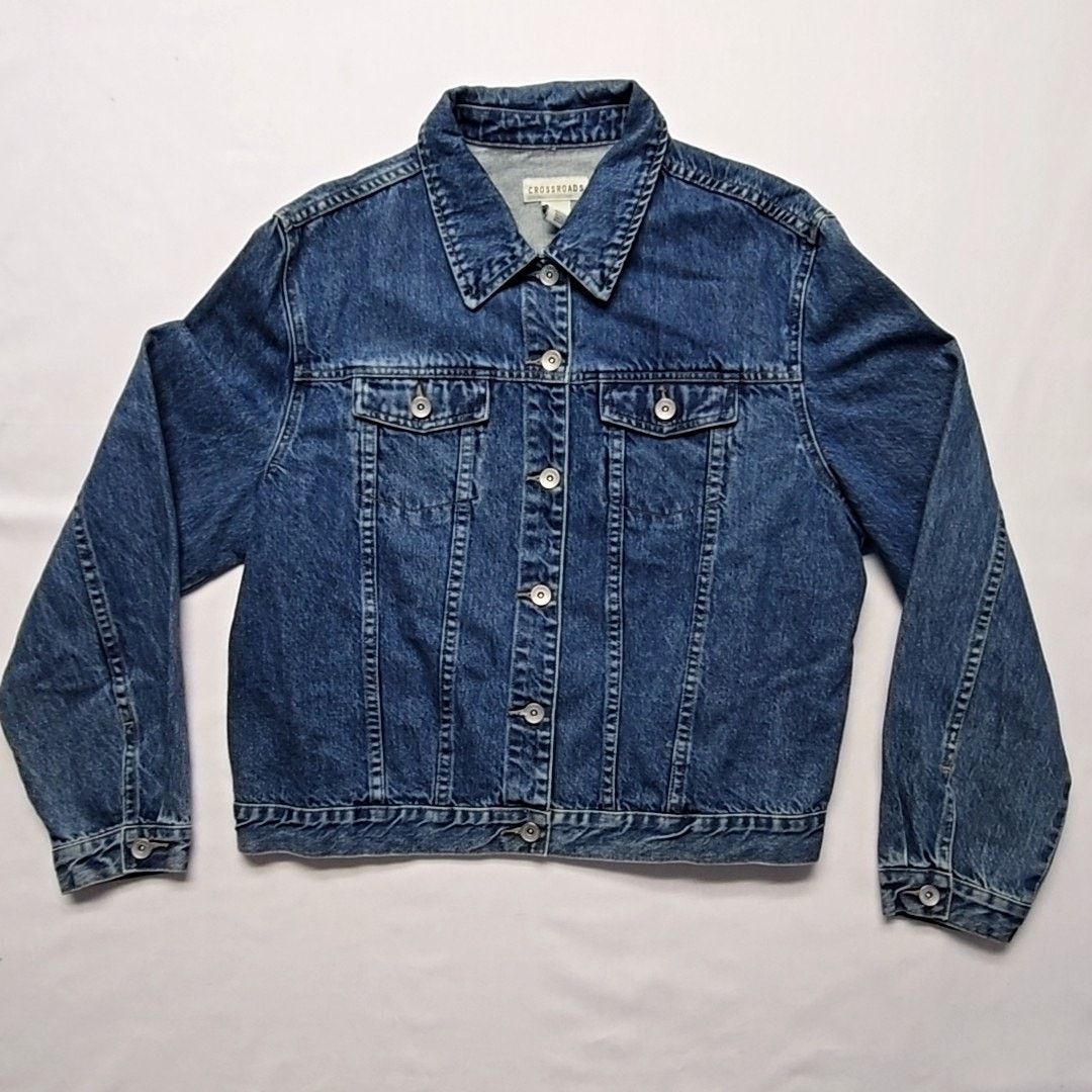 Vintage Vintage Crossroads Womens Denim Jacket Classic Blue 90s XL Size XL / US 12-14 / IT 48-50 - 1 Thumbnail