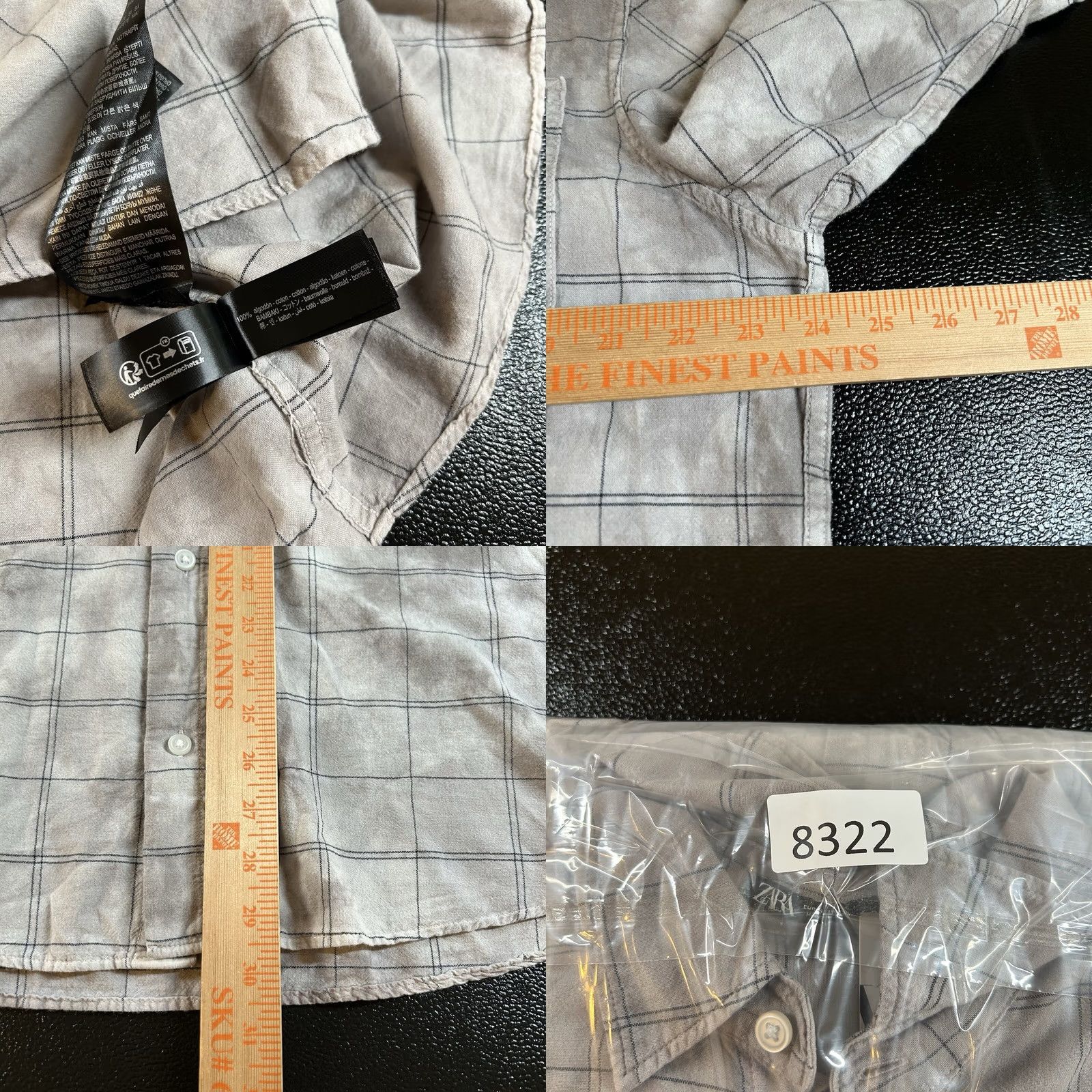 Zara Zara Button-Up Overshirt Mens Small Gray Blue Check Cotton Collared Long Sleeve Pocket Shirt Size US S / EU 44-46 / 1 - 8 Thumbnail