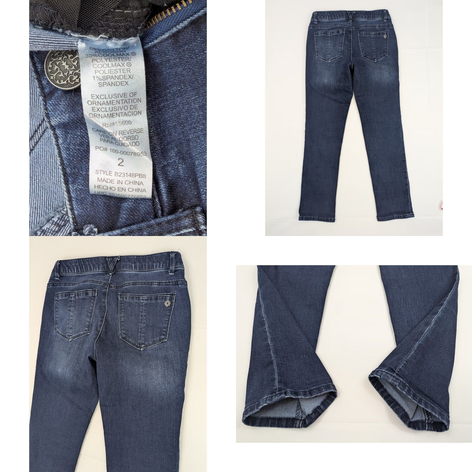 Vintage Democracy Jeans Dark Wash Straight Leg 28x28 Women Stretch Regular 2 Blue Denim Size 26" / US 2 / IT 38 - 8 Thumbnail