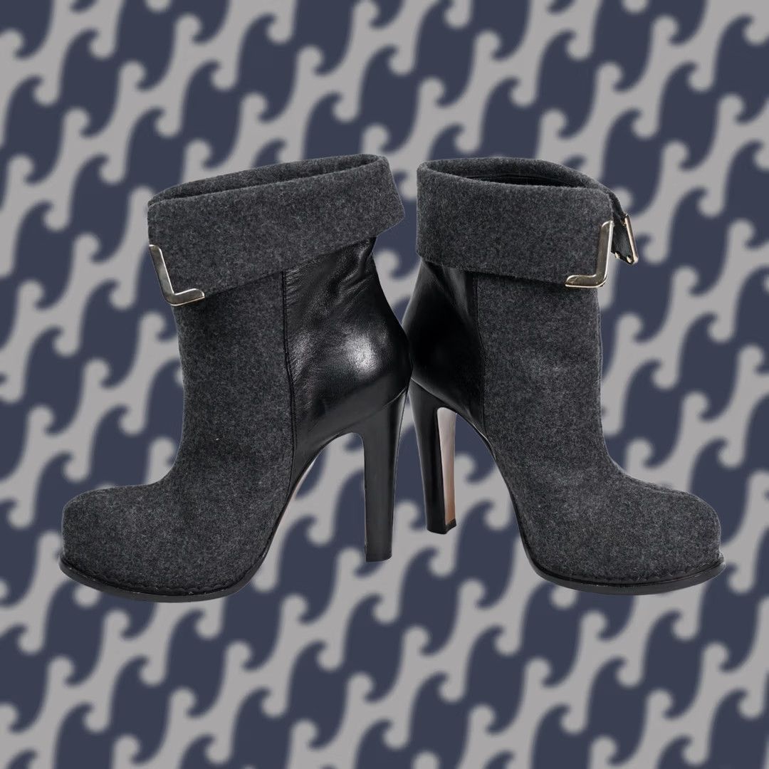 Pinko PINKO Boot Leather Heel Bootie GrayEU 40 US 9 UK 7 Women Boots 4 in+ Ultra High 40 Leather Women's Boots Size US 7 / IT 37 - 1 Thumbnail