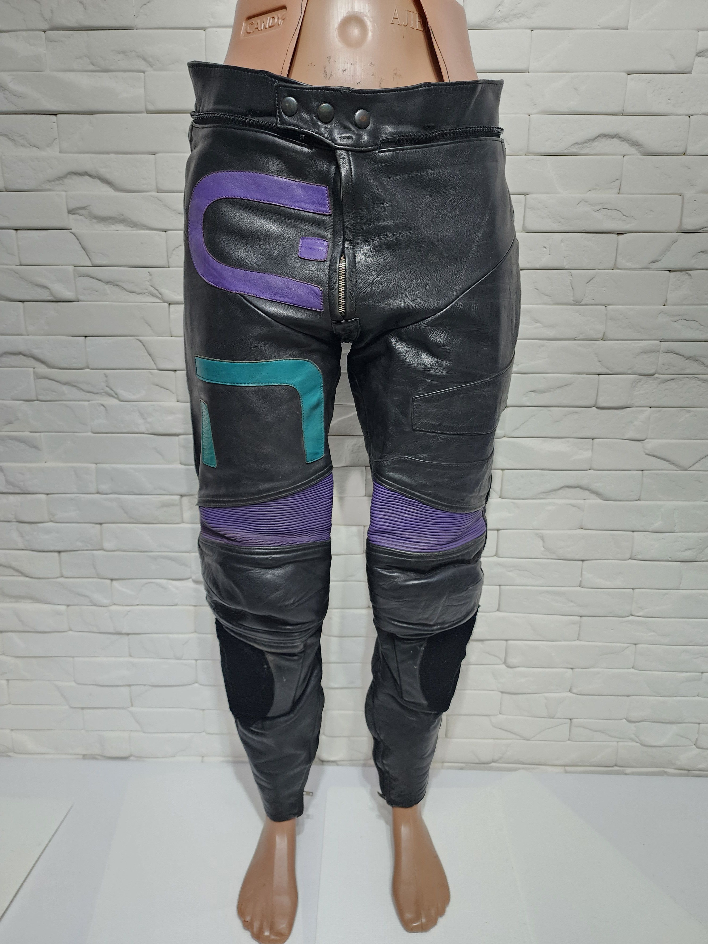 All Sport × Genuine Leather Black men's leather pants with light protection. Size US 36 / EU 52 - 1 Thumbnail