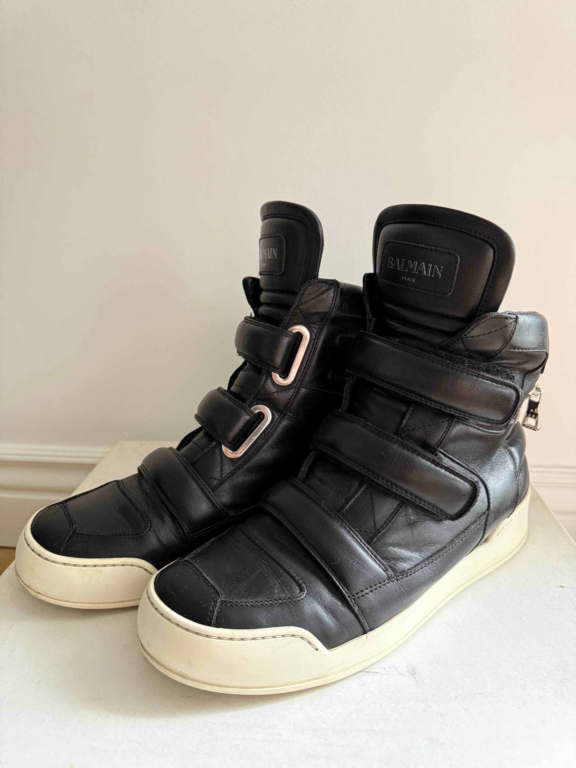 Balmain Balmain Zip High Top Leather Sneakers | Grailed