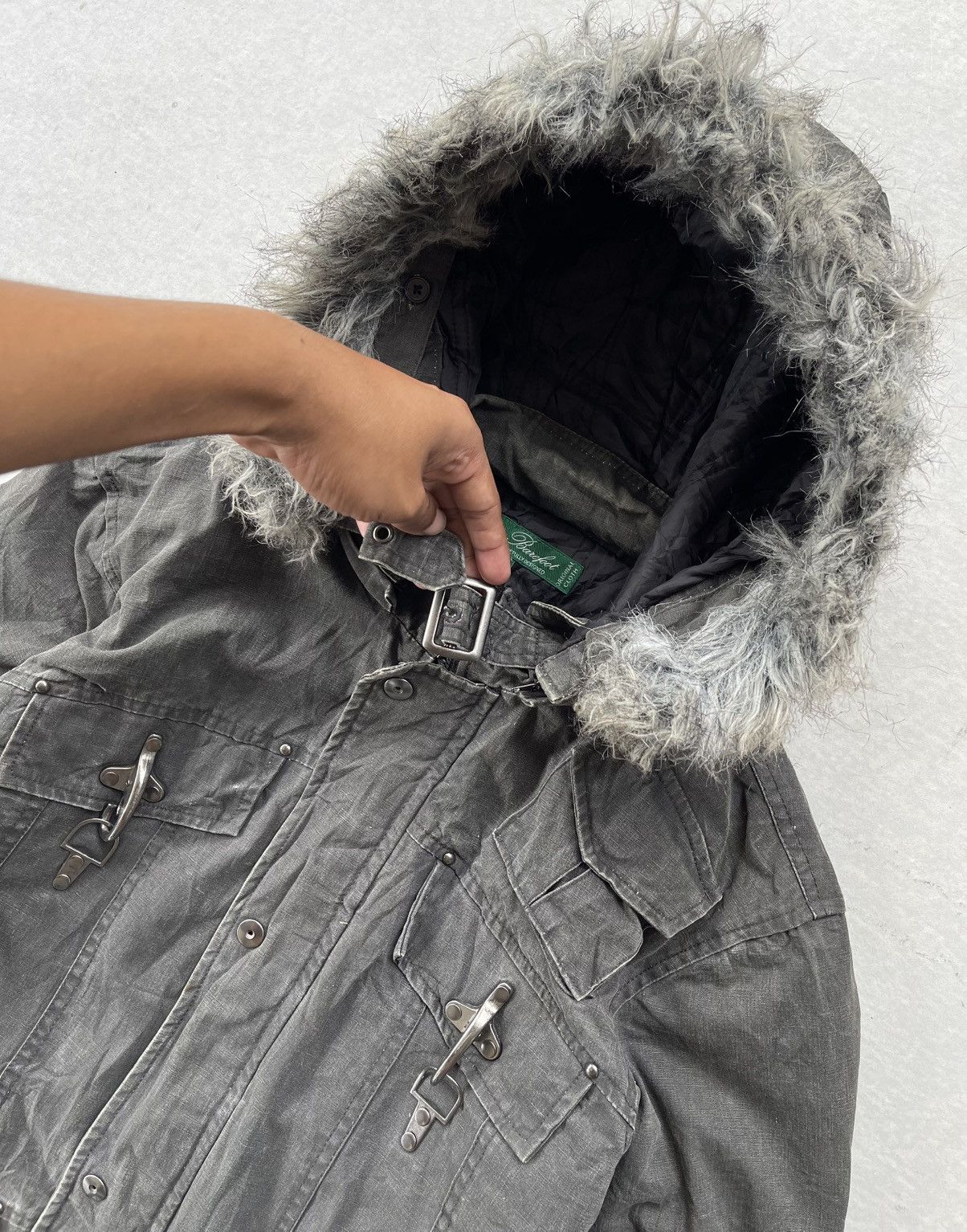 If Six Was Nine 🔥Vintage Create Barefoot Fireman Clasp Faux Fur Hood Jacket Size US L / EU 52-54 / 3 - 6 Thumbnail