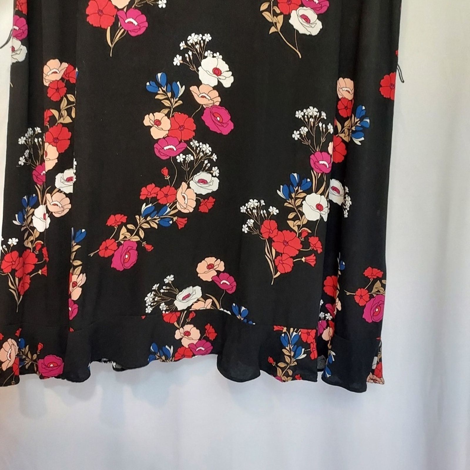 Other POPSUGAR Black Red Multicolor Floral Flowy Tunic Mini Dress Size XXL / US 16-18 / IT 52-54 - 6 Thumbnail