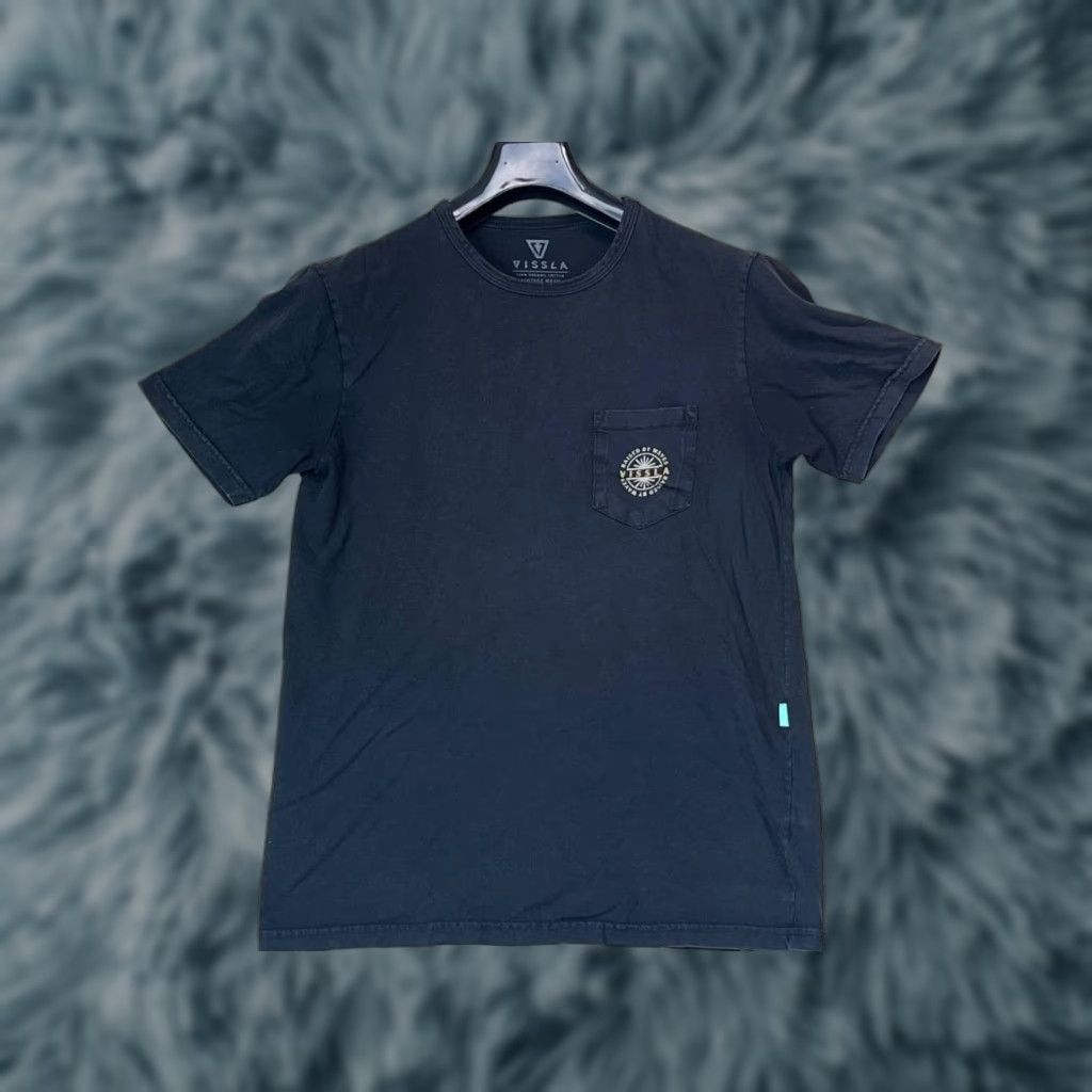 Vissla Vissla T-Shirt 100% Organic Cotton Black Short Sleeve Crew Neck Men Size M Double Sided Logo Pocket Size US M / EU 48-50 / 2 - 1 Thumbnail