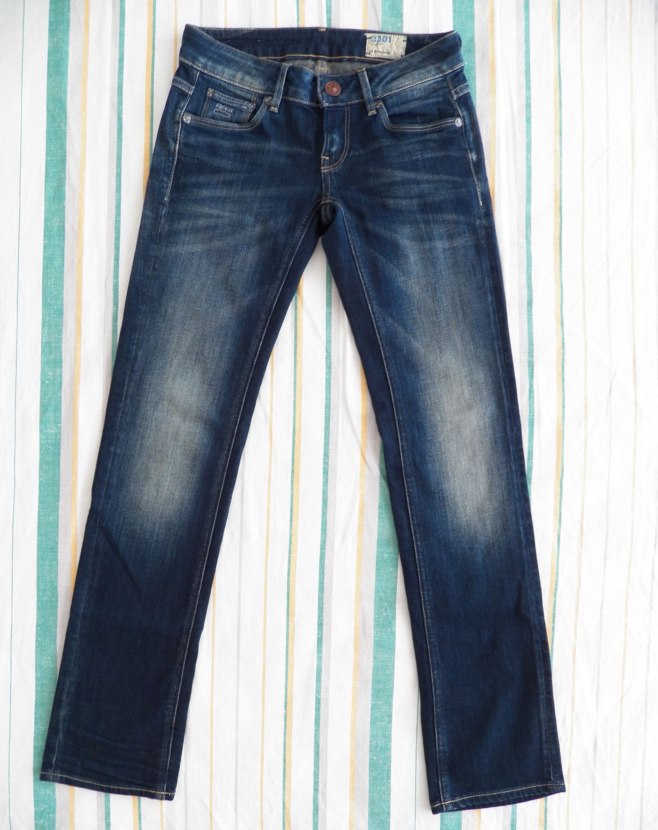 G-Star G-Star RAW 3301 Straight Wmn Jeans W24 L30 Blue Medium Aged Size 24" / US 00 / IT 34 - 1 Thumbnail