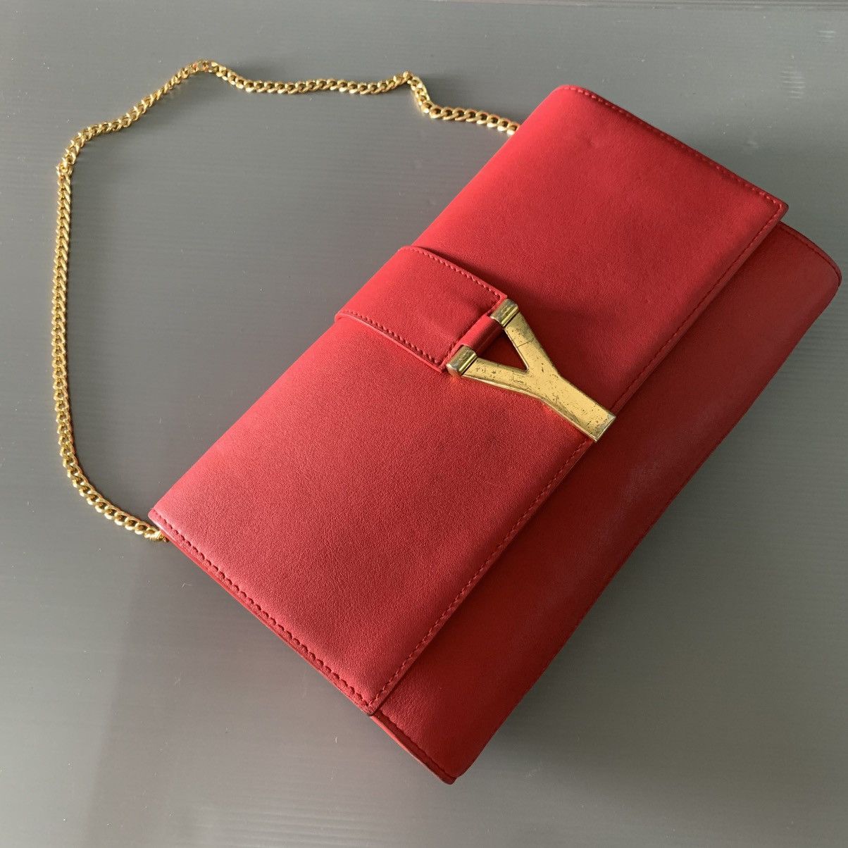 Saint Laurent Paris Saint Laurent Red Leather Dinner Bag Size ONE SIZE - 4 Thumbnail