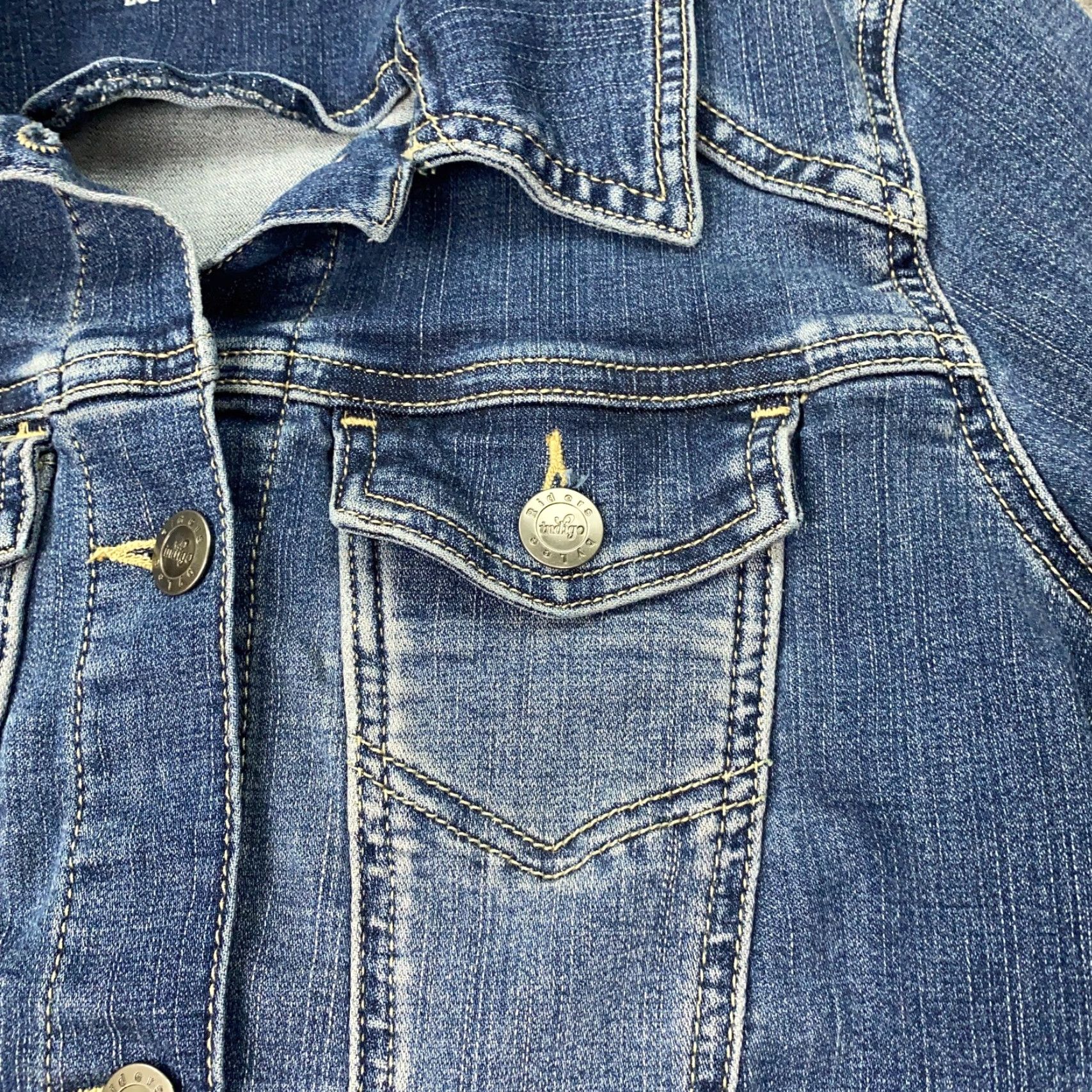 Vintage Riders By Lee Indigo Jean Jacket Womens Small Blue Denim Button Up Stretch Size 28" / US 6 / IT 42 - 2 Thumbnail
