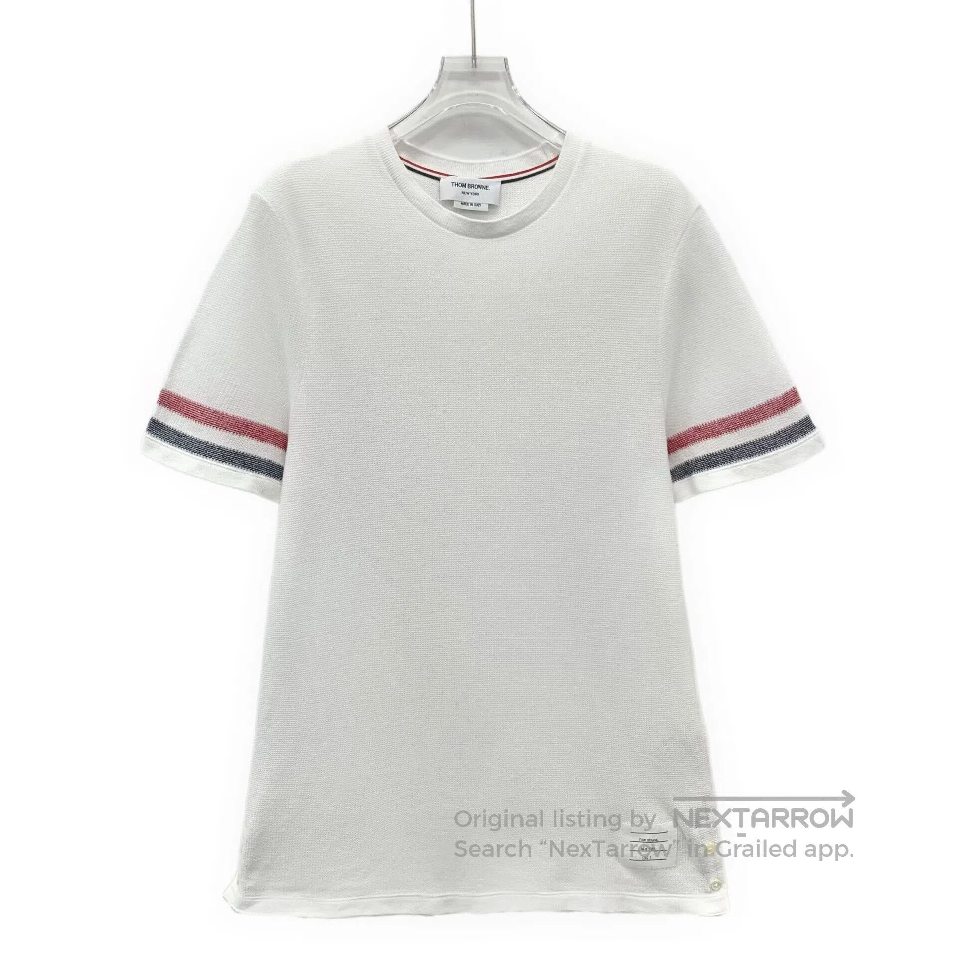 Thom Browne Thom Browne White cotton round neck short sleeve T-shirt w Size US M / EU 48-50 / 2 - 1 Thumbnail