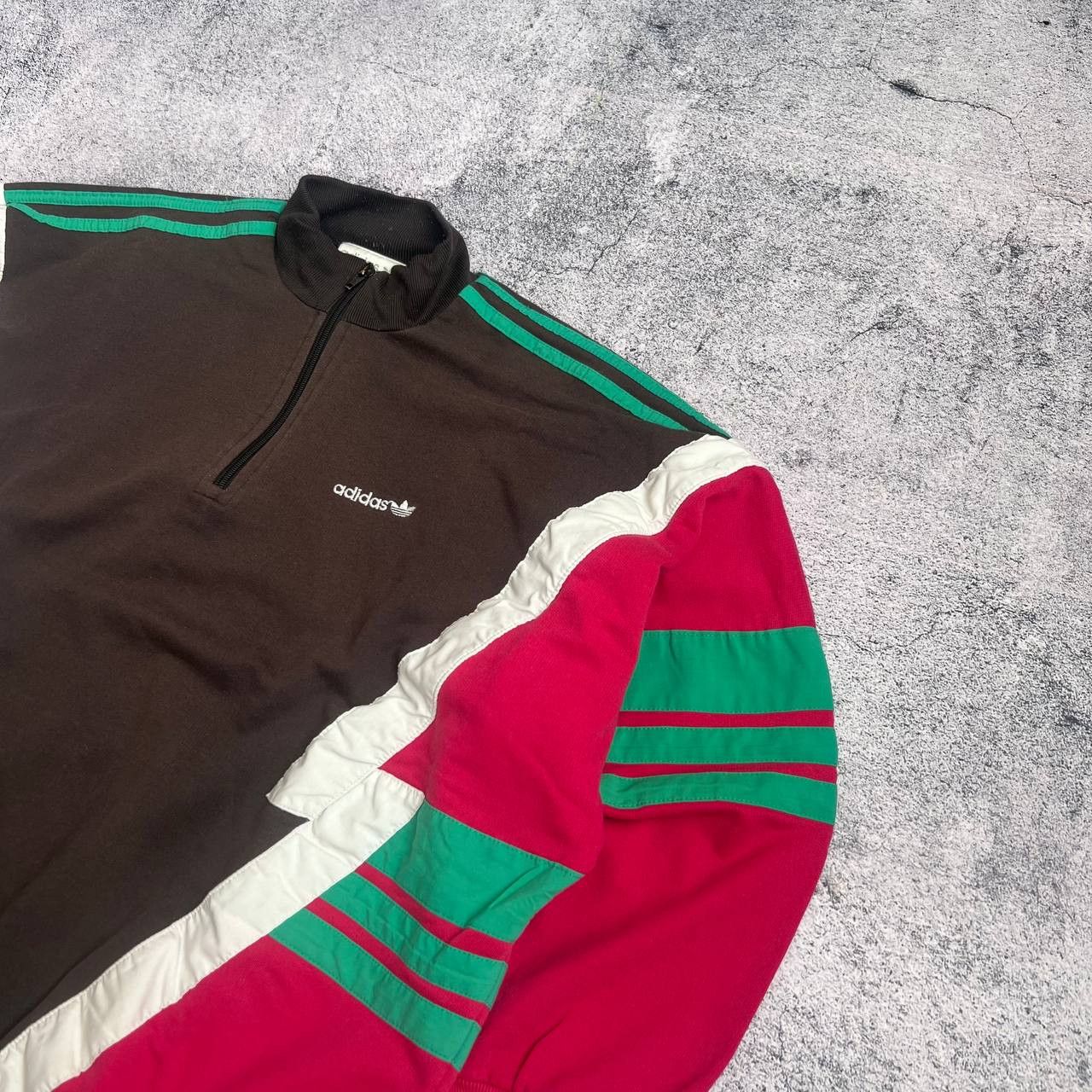 Adidas × Vintage Adidas 1/4 Zip Sweatshirt 90's - Vintage Brown (Size M-L) Size US M / EU 48-50 / 2 - 2 Thumbnail